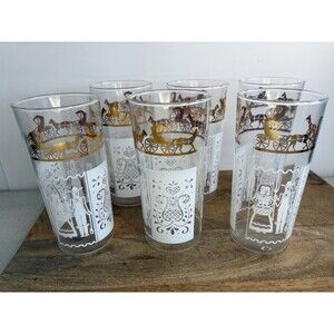 6 Vintage Anchor Hocking Amish Butterprint Tumblers Drinking Glasses Mint